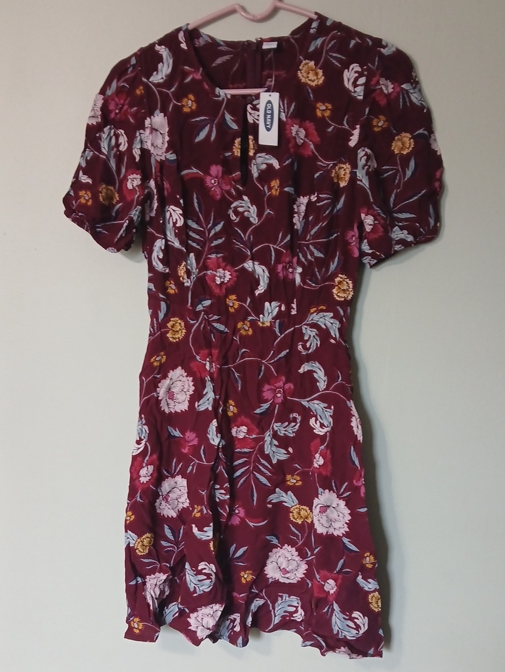 Old Navy Burgundy Floral Short-Sleeve Dress NWT Size S